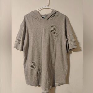 Five by Five Men's Distressed Gray Hoodie